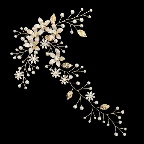 ​Muotoiltava kullanvärinen köynnösmäinen metallikukka hiuskoriste