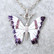 Upea laadukas kimalteleva violettivalkoinen perhonen kaulakoru