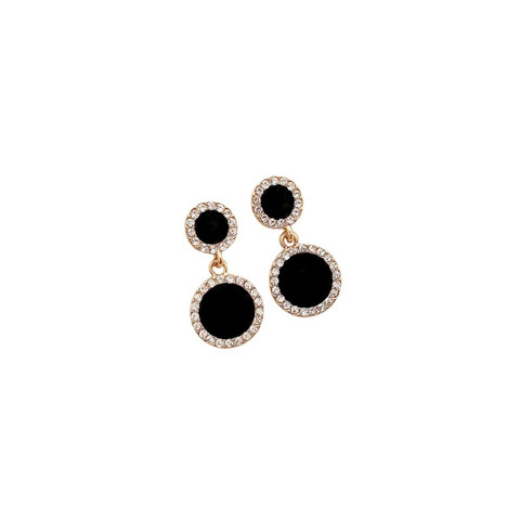 Kullanväriset mustat roikkuvat strassi pyöryläkorvakorut