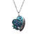 Kaunis antiikkihopeinen sininen / turkoosi emaloitu sydän kaulakoru