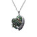 Kaunis antiikkihopeinen vihreä emaloitu sydän kaulakoru