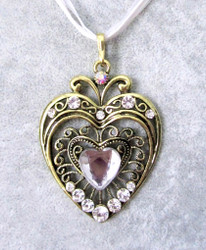 Koristeellinen antiikkipronssi sydänkaulakoru kirkkailla korukivillä