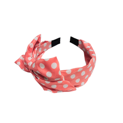 Leveä vesimelonin värinen polka dot rusettipanta valkoisilla pilkuilla