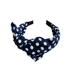 Leveä tummansininen polka dot rusettipanta valkoisilla pilkuilla