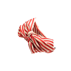 Leveä punainen/luonnonvalkoinen raidallinen rusettipanta