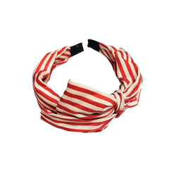 Leveä punainen/luonnonvalkoinen raidallinen rusettipanta