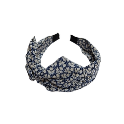 Leveä tummansininen/harmaa kukkakuvioinen rusettipanta