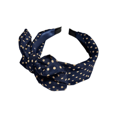 Leveä tummansininen polka dot rusettipanta beigeillä pilkuilla