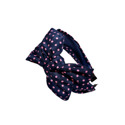 Leveä tummansininen polka dot rusettipanta pinkin värisillä pilkuilla