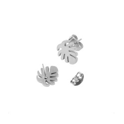 Pienet peikonlehti nappikorvakorut ruostumaton teräs 1x1cm