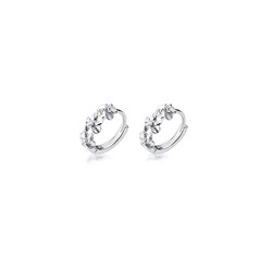 Pienet hopeanväriset zirkonia kukka rengaskorvakorut 12mm