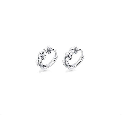 Pienet hopeanväriset zirkonia kukka rengaskorvakorut 12mm