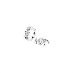 Pienet hopeanväriset zirkonia kukka rengaskorvakorut 12mm