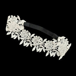 Joustava luonnonvalkoinen pitsi hiuspanta