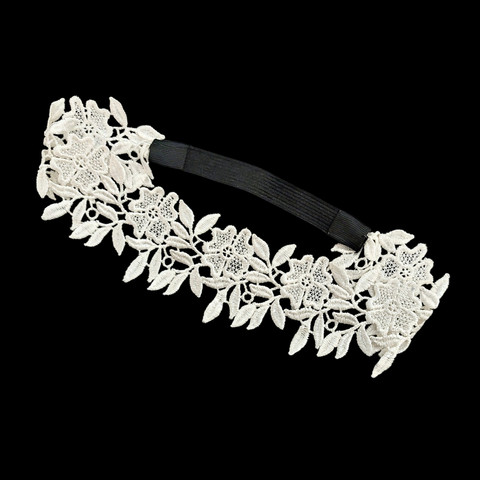 Joustava luonnonvalkoinen pitsi hiuspanta