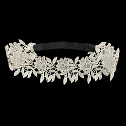 Joustava luonnonvalkoinen pitsi hiuspanta