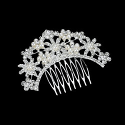 Hopeanvärinen helmikristalli hiuskampa Kukkakaarre