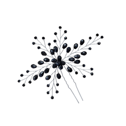 Muotoiltava hiuskoriste / hiuspinni (hengetön) mustilla helmillä 1kpl