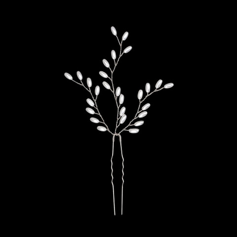 Muotoiltava hiuskoriste / hiuspinni (hengetön) pitkulaisilla helmillä 1kpl