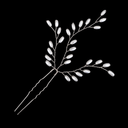 Muotoiltava hiuskoriste / hiuspinni (hengetön) pitkulaisilla helmillä 1kpl