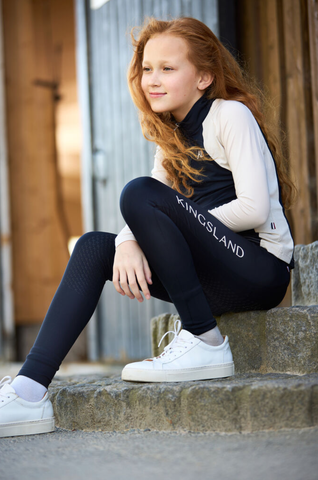 Kingsland Lilo Junior ratsastuslegginsit kokogripeillä, pinkki ja navy