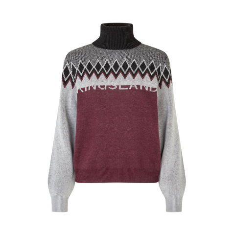 Kingsland Montez Rollneck neule heijastavilla yksityiskohdilla, viininpunainen/harmaa