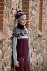 Kingsland Montez Rollneck neule heijastavilla yksityiskohdilla, viininpunainen/harmaa