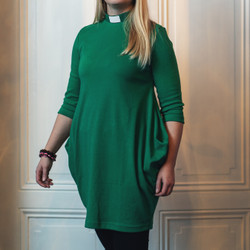Green tunic with tab collar