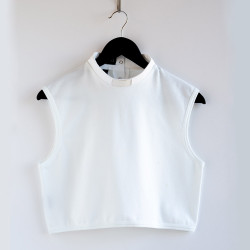 Short collared top, white