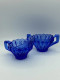 Nuutajärvi old sugar bowl and creamer, blue