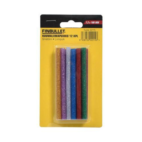 Finbullet Kuumaliimapuikko väri 12kpl 7.2 x 100mm