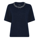 Soulmate Smile 2  lyhythihainen neule Navy 