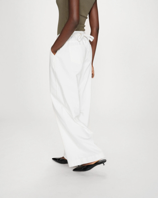 Grace&Mila Pompon leveälahkeiset oversized farkut white