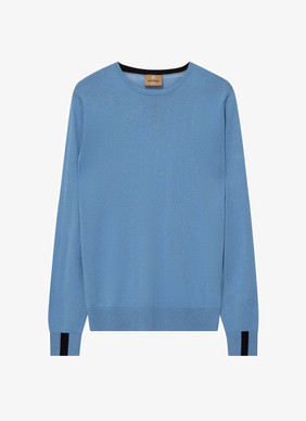 Mos Mosh Gallery Adam soft Knit  neulepusero Silver Lake Blue