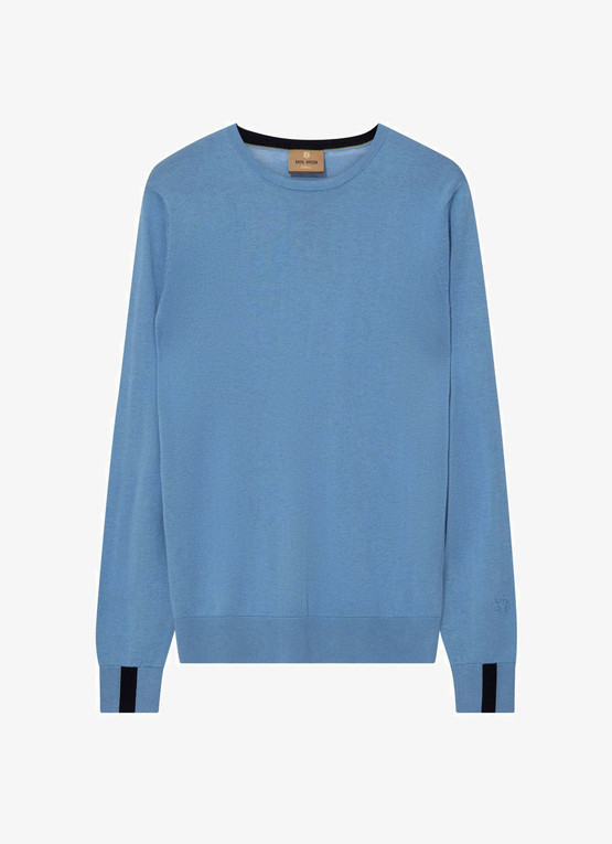 Mos Mosh Gallery Adam soft Knit  neulepusero Silver Lake Blue