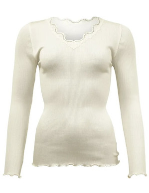 Soulmate Silky 2 pitkähihainen  toppi silkkimodaalineulosta ivory