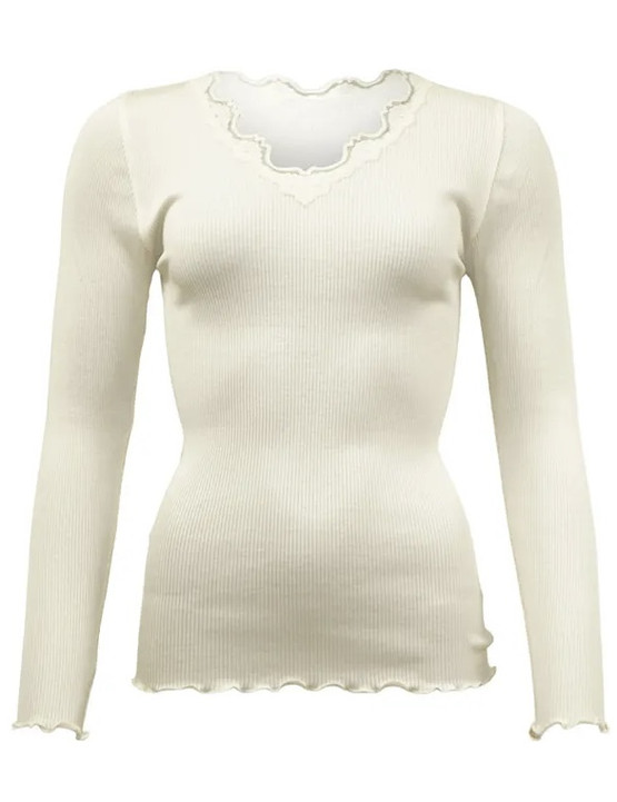 Soulmate Silky 2 pitkähihainen  toppi silkkimodaalineulosta ivory