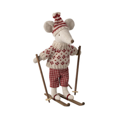 Maileg Talvihiiri äiti ja sukset,  Winter mouse mom