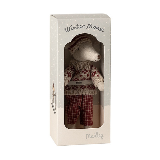 Maileg Talvihiiri äiti ja sukset,  Winter mouse mom