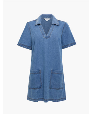 French Connection Archie Denim patch pocket minimekko clean blue