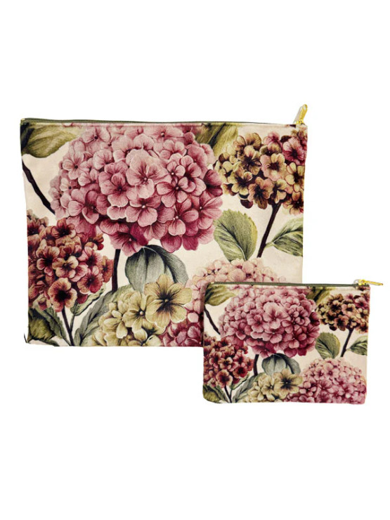 Vanilla Fly Samettinen meikkipussi 2-setti Floral dream pink 