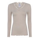 Soulmate Silky 2 pitkähihainen  toppi silkkimodaalineulosta beige