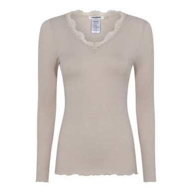 Soulmate Silky 2 pitkähihainen  toppi silkkimodaalineulosta beige