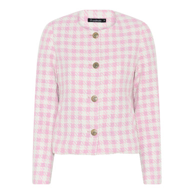 Villy lyhyt ruudullinen bouclejakku vaaleanpunainen