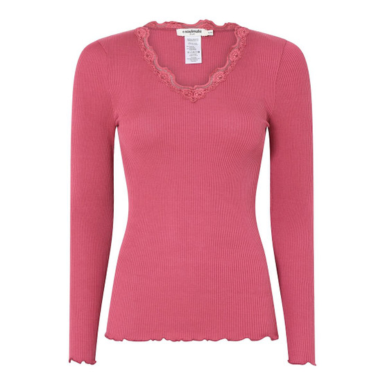 Soulmate Silky 2 pitkähihainen  toppi silkkimodaalia vadelmanpunainen