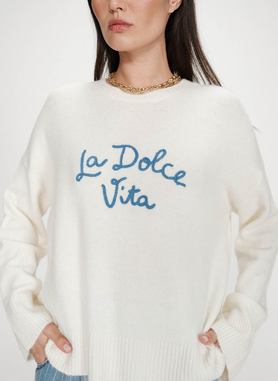 Grace&Mila Viggo neule La dolce vita teksti vaalea