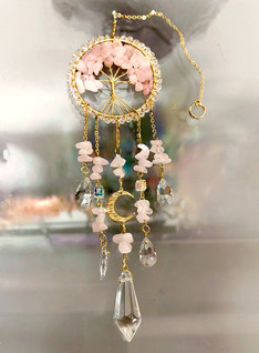 Seinäkoriste elämänpuu/ruusukvartsi 30 cm