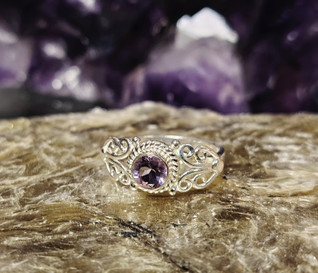 Ametisti/hopea925 sormus Pyöreä
