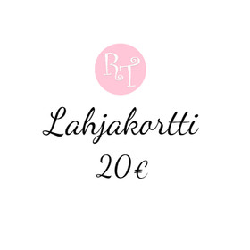 LAHJAKORTTI 20,00€ (toimitus sähköpostitse)