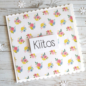 Kiitoskortti - Pienet värikkäät kukat (13,5 x 13,5 cm) 